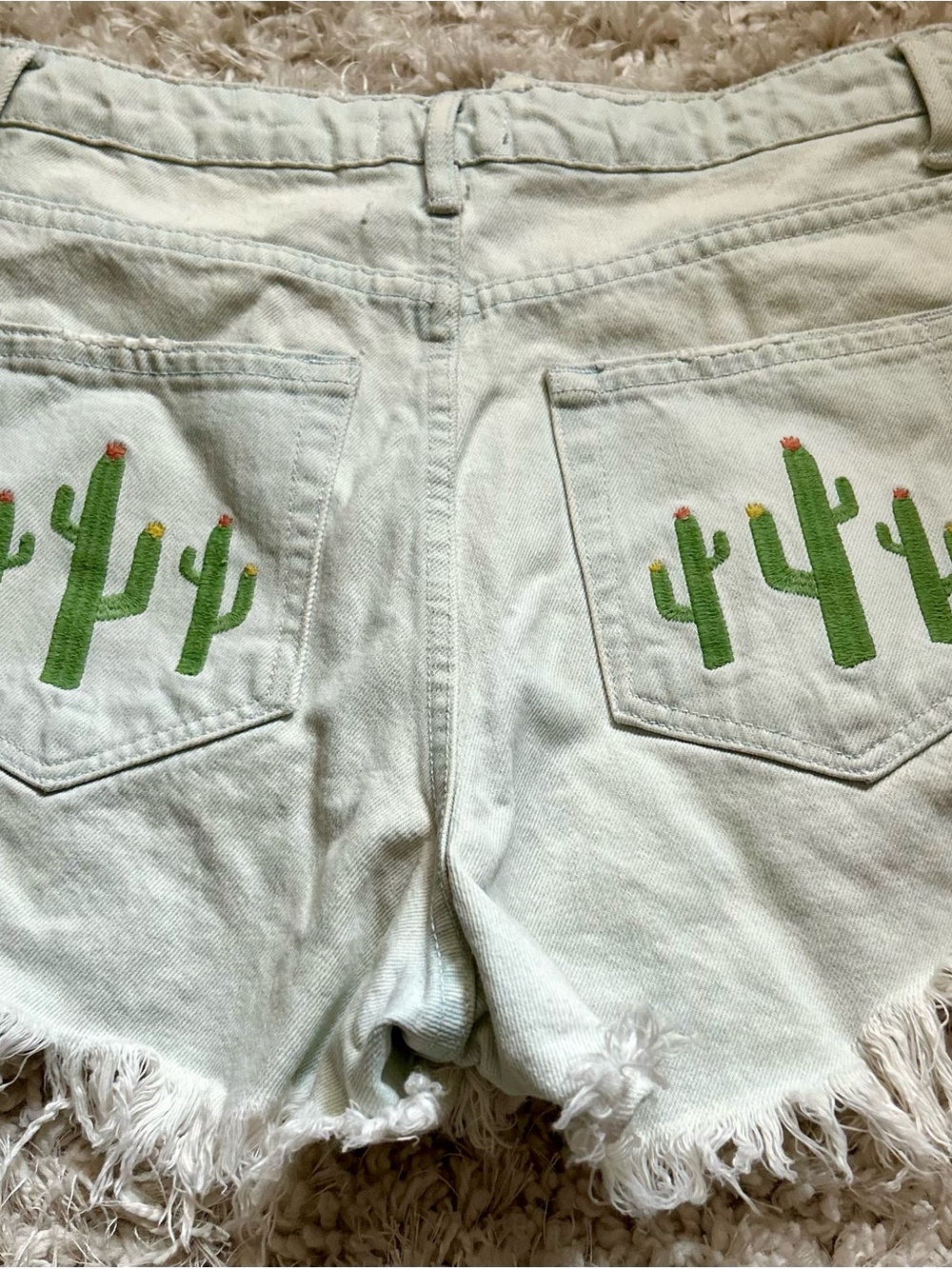 Show Me Your Mumu Wyoming Cactus Embroidered Denim Cut-Off Shorts